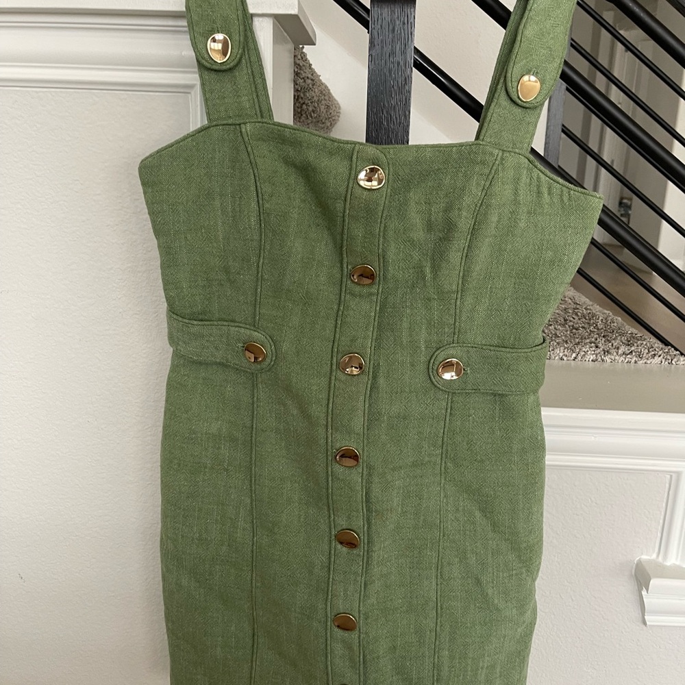Acler Olive Dress with Gold Buttons